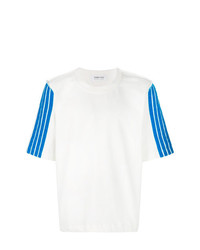 T-shirt à col rond blanc et bleu Dima Leu