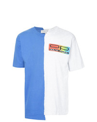 T-shirt à col rond blanc et bleu Ex Infinitas