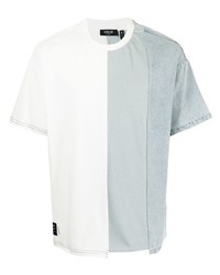 T-shirt à col rond blanc et bleu FIVE CM