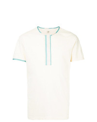 T-shirt à col rond blanc et bleu Kent & Curwen