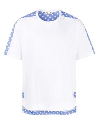 T-shirt à col rond blanc et bleu Marni