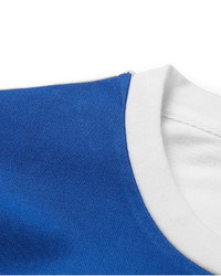 T-shirt à col rond blanc et bleu Ami