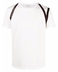 T-shirt à col rond blanc et noir Alexander McQueen