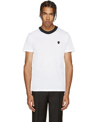 T-shirt à col rond blanc et noir Alexander McQueen