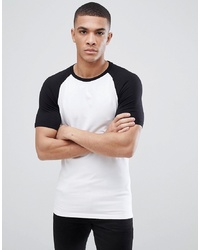 T-shirt à col rond blanc et noir ASOS DESIGN