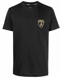 T-shirt à col rond blanc et noir Automobili Lamborghini