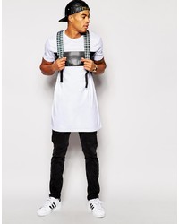 T-shirt à col rond blanc et noir Asos