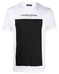 T-shirt à col rond blanc et noir costume national contemporary