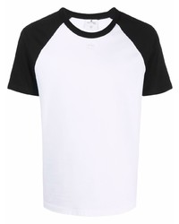 T-shirt à col rond blanc et noir Courrèges