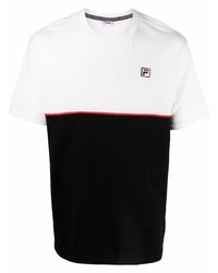 T-shirt à col rond blanc et noir Fila