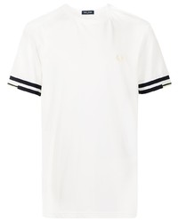 T-shirt à col rond blanc et noir Fred Perry