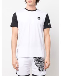 T-shirt à col rond blanc et noir Hydrogen