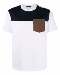 T-shirt à col rond blanc et noir Herno