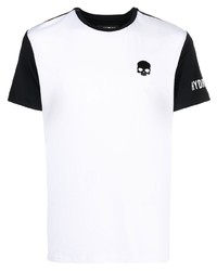 T-shirt à col rond blanc et noir Hydrogen