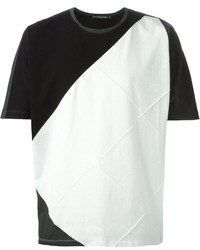 T-shirt à col rond blanc et noir Issey Miyake