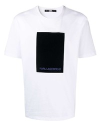 T-shirt à col rond blanc et noir Karl Lagerfeld