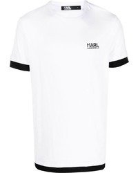 T-shirt à col rond blanc et noir Karl Lagerfeld