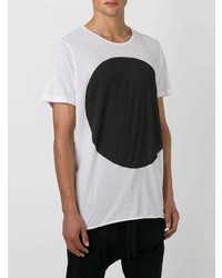 T-shirt à col rond blanc et noir Bassike