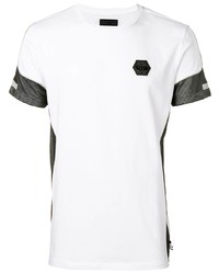 T-shirt à col rond blanc et noir Philipp Plein