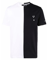 T-shirt à col rond blanc et noir Raf Simons X Fred Perry