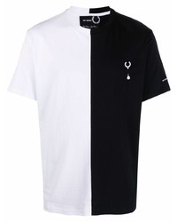 T-shirt à col rond blanc et noir Raf Simons X Fred Perry