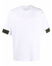 T-shirt à col rond blanc et noir Sacai