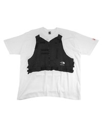 T-shirt à col rond blanc et noir Supreme