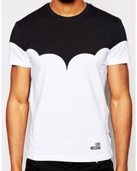 T-shirt à col rond blanc et noir Love Moschino