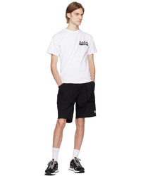 T-shirt à col rond blanc et noir BAPE