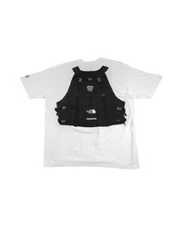 T-shirt à col rond blanc et noir Supreme