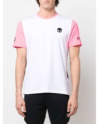 T-shirt à col rond blanc et rose Hydrogen