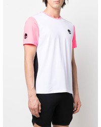 T-shirt à col rond blanc et rose Hydrogen