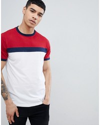 T-shirt à col rond blanc et rouge et bleu marine Another Influence