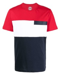 T-shirt à col rond blanc et rouge et bleu marine Colmar