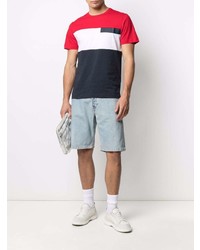 T-shirt à col rond blanc et rouge et bleu marine Colmar