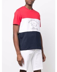 T-shirt à col rond blanc et rouge et bleu marine Paul & Shark
