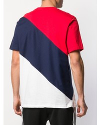 T-shirt à col rond blanc et rouge et bleu marine Fila