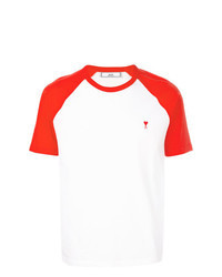 T-shirt à col rond blanc et rouge