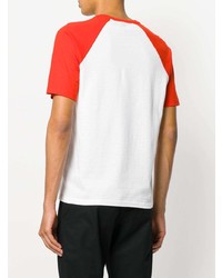 T-shirt à col rond blanc et rouge AMI Alexandre Mattiussi