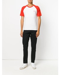 T-shirt à col rond blanc et rouge AMI Alexandre Mattiussi