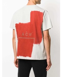 T-shirt à col rond blanc et rouge A-Cold-Wall*