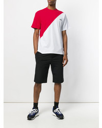 T-shirt à col rond blanc et rouge Gcds