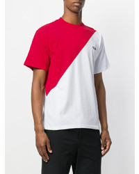 T-shirt à col rond blanc et rouge Gcds