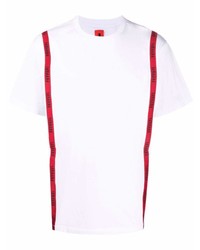 T-shirt à col rond blanc et rouge Ferrari