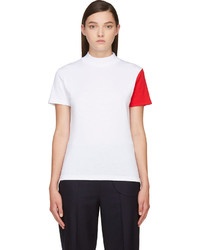 T-shirt à col rond blanc et rouge