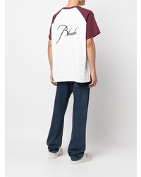 T-shirt à col rond blanc et rouge Rhude