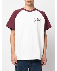 T-shirt à col rond blanc et rouge Rhude