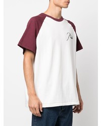 T-shirt à col rond blanc et rouge Rhude