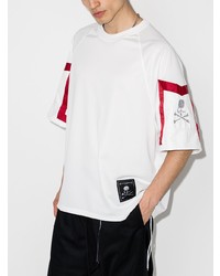T-shirt à col rond blanc et rouge Mastermind Japan