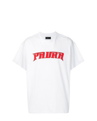 T-shirt à col rond blanc et rouge Paura